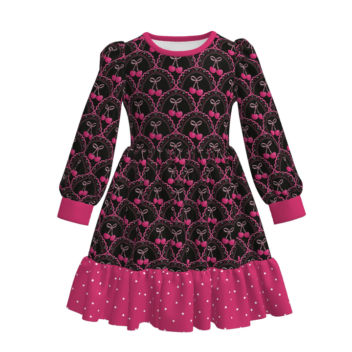 Valentine's pink heart printed sweet princess dress