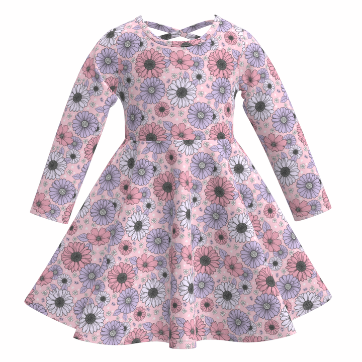 Valentine's floral printed ruffle twirl dress