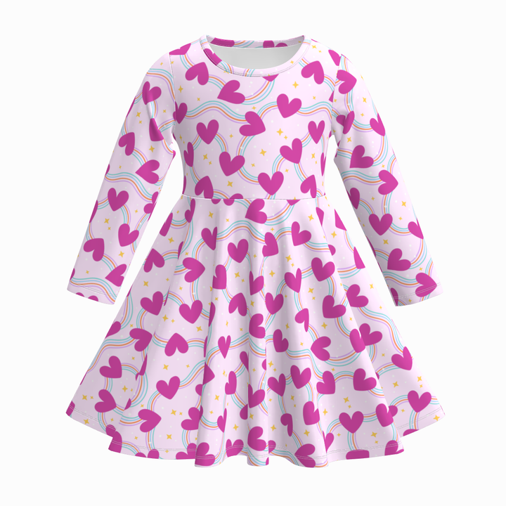 Valentine's xoxo heart printed ruffle twirl dress