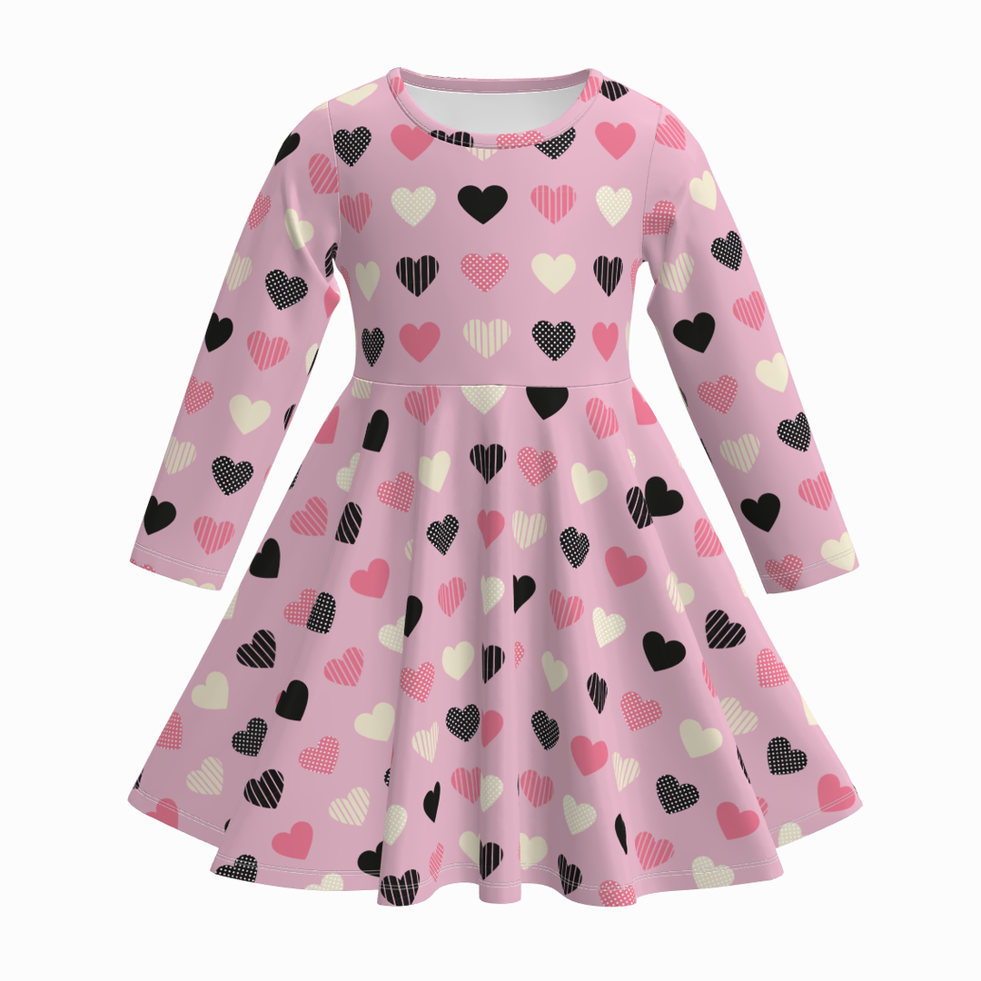 Valentine's xoxo heart printed ruffle twirl dress