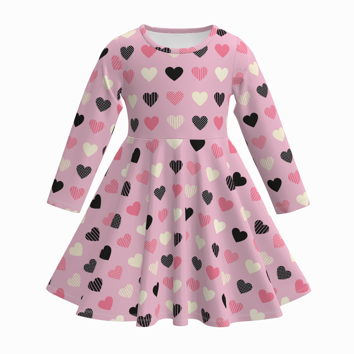 Valentine's xoxo heart printed ruffle twirl dress