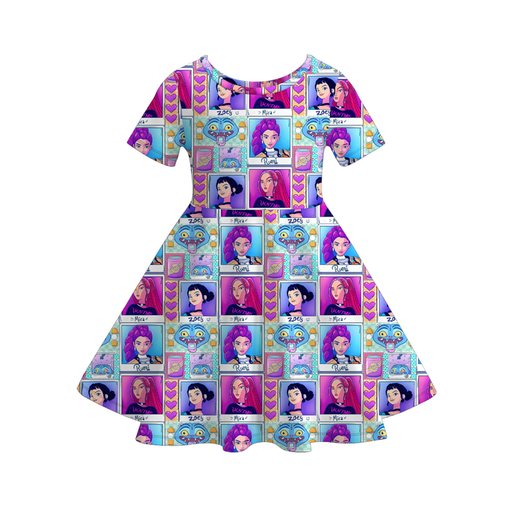 KPop Demon Hunters printed twirl dress for girls