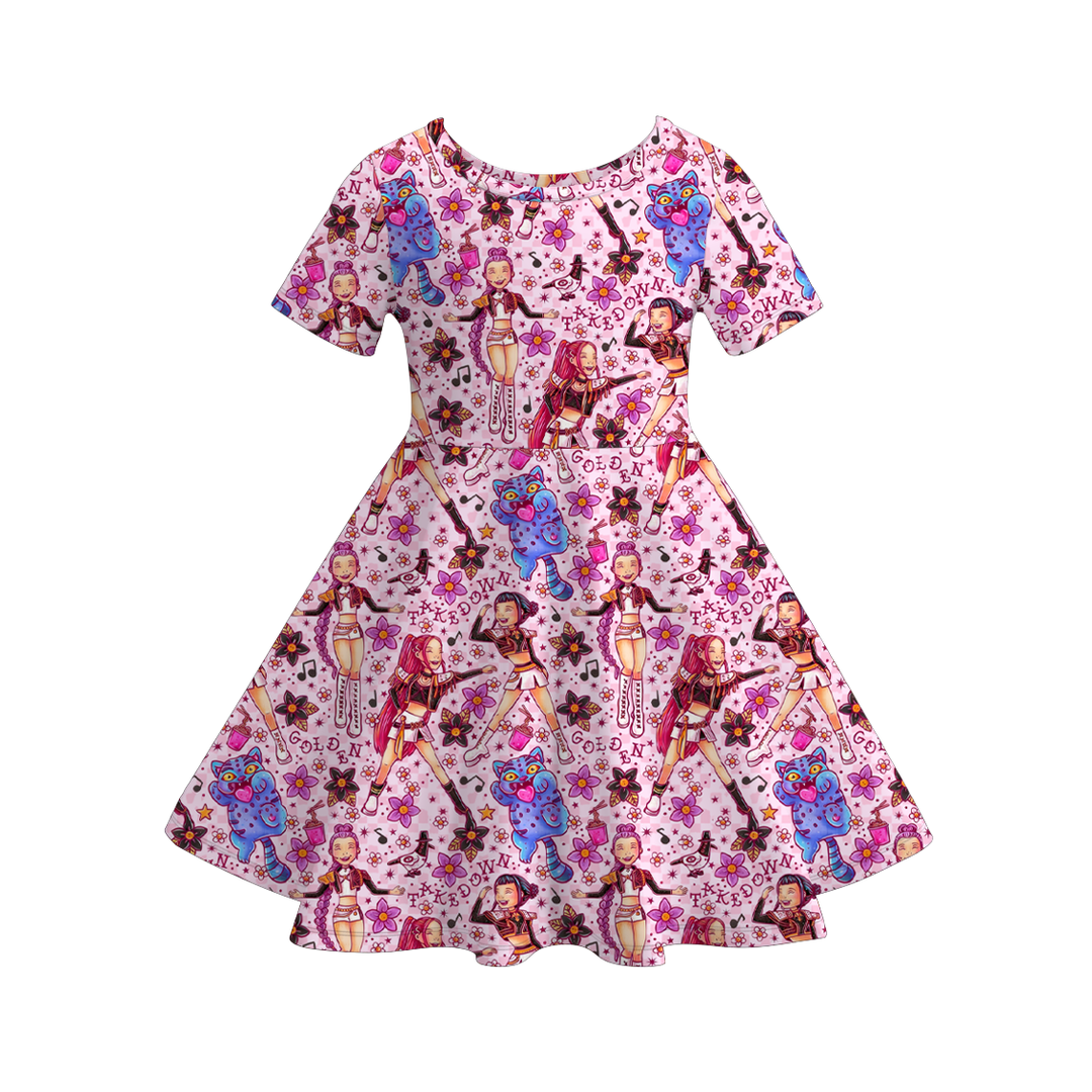 KPop Demon Hunters printed twirl dress for girls