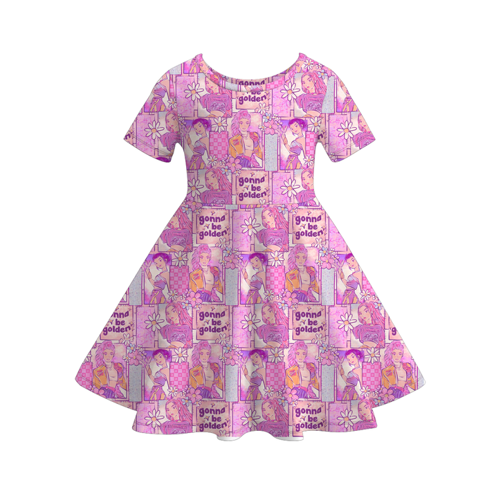 KPop Demon Hunters printed twirl dress for girls