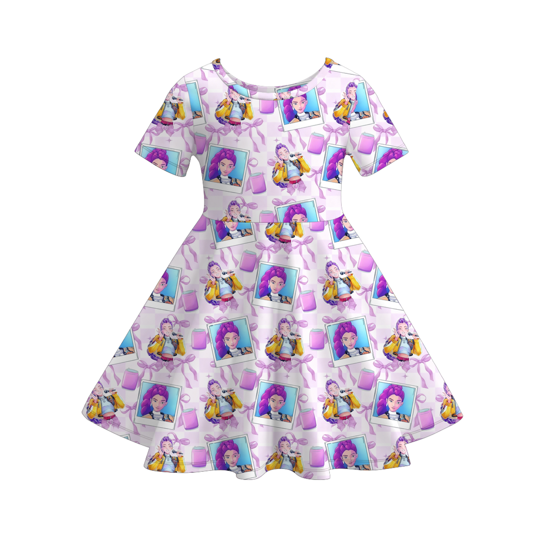 KPop Demon Hunters printed twirl dress for girls