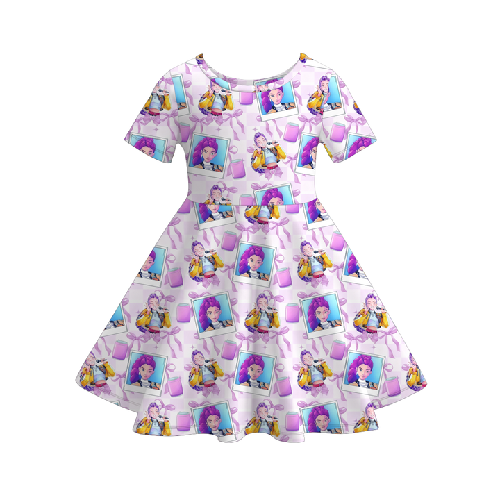 KPop Demon Hunters printed twirl dress for girls