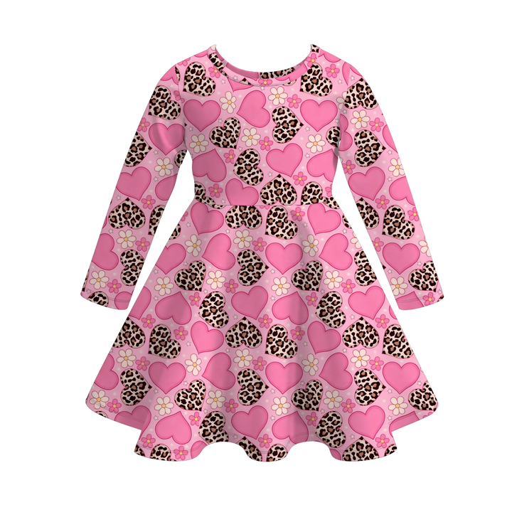 Valentine‘s sweet heart printed ruffle twirl dress