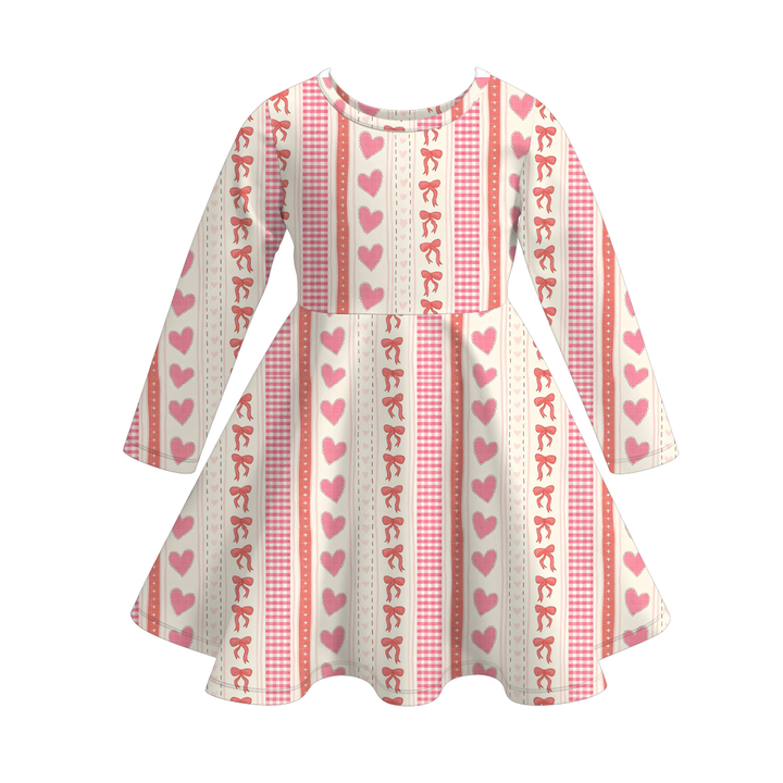 Valentine‘s sweet heart printed ruffle twirl dress