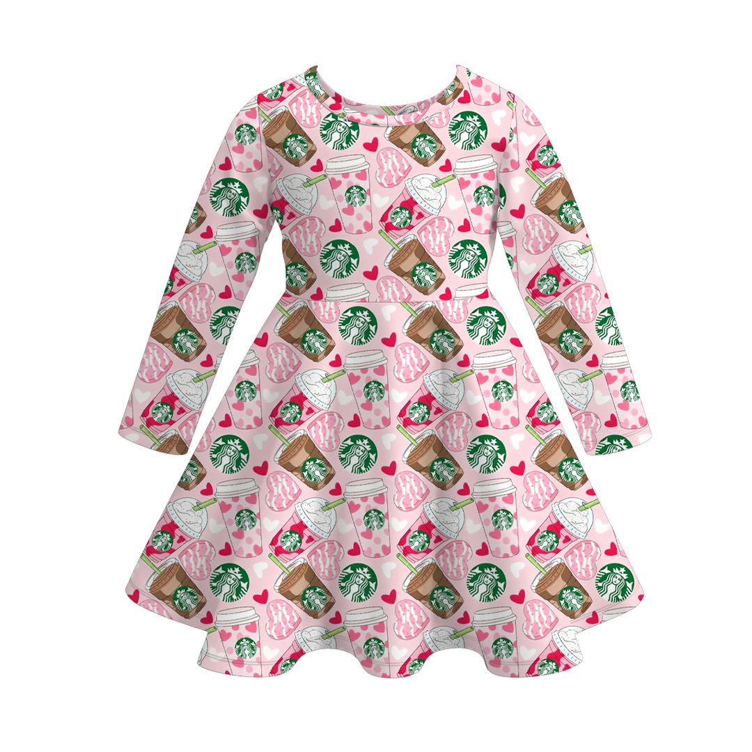 Valentine‘s sweet heart printed ruffle twirl dress