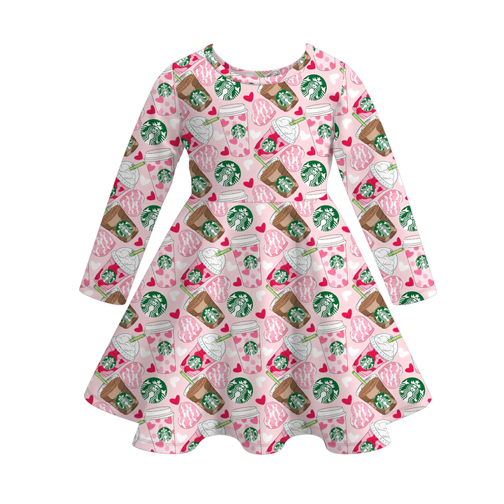 Valentine‘s sweet heart printed ruffle twirl dress