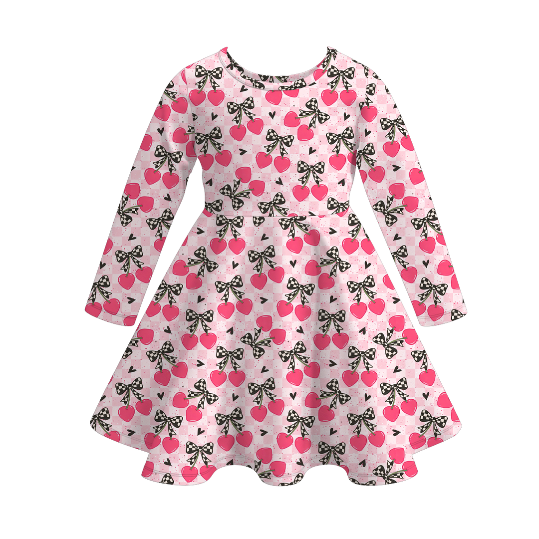 Valentine‘s sweet heart printed ruffle twirl dress