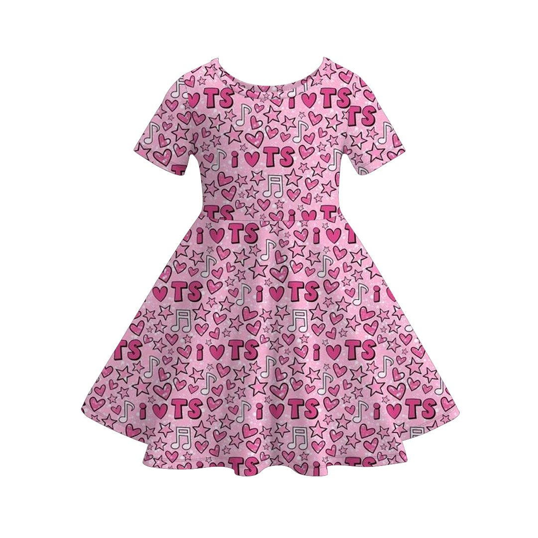 Taylor swift inspired printed Valentine‘s dress for girls
