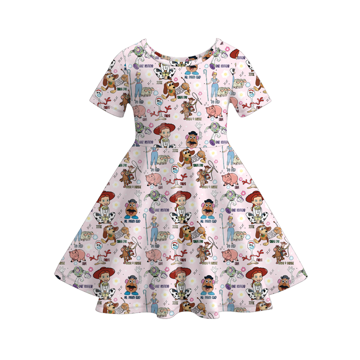 Valentine‘s cartoon themed printed twirl dress for girls