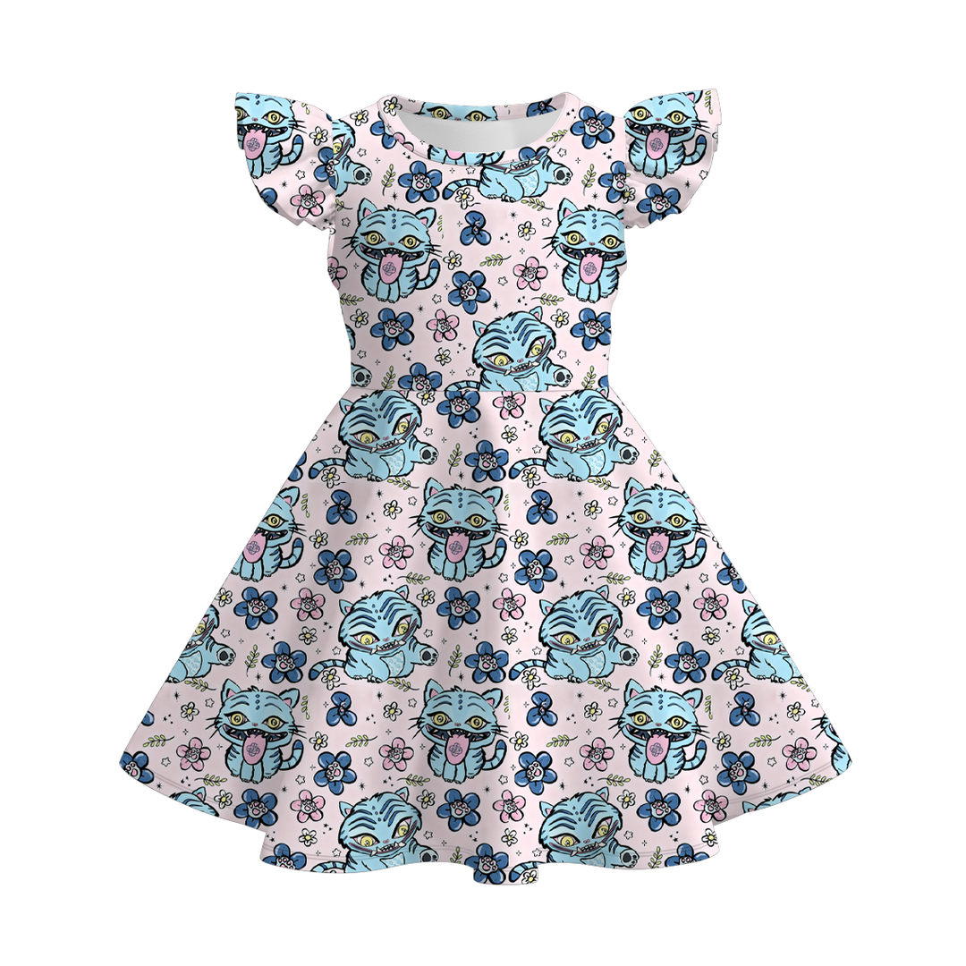 KDH K-pop inspired all-over printed short sleeve twirl dress
