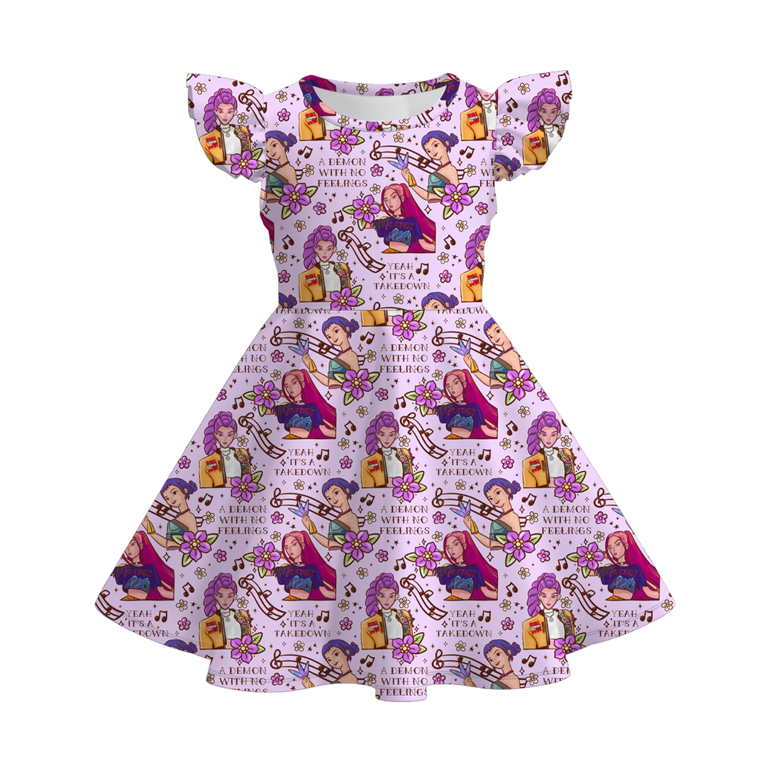 KDH K-pop inspired all-over printed short sleeve twirl dress