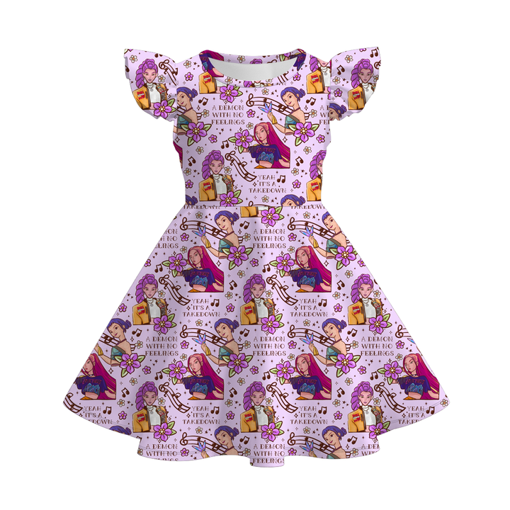KDH K-pop inspired all-over printed short sleeve twirl dress