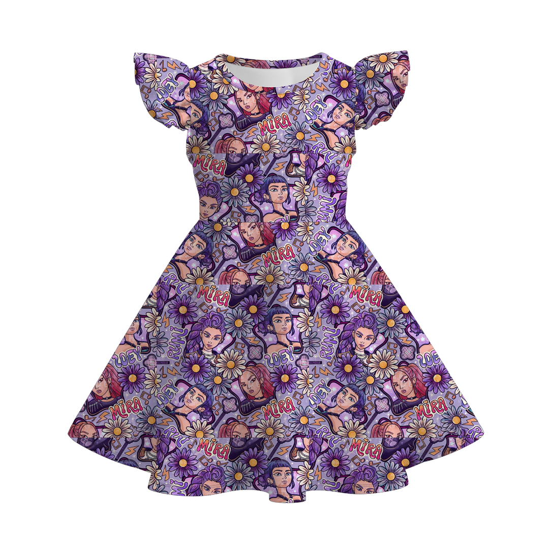 KDH K-pop inspired all-over printed short sleeve twirl dress