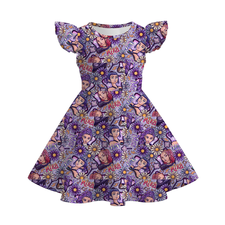 KDH K-pop inspired all-over printed short sleeve twirl dress