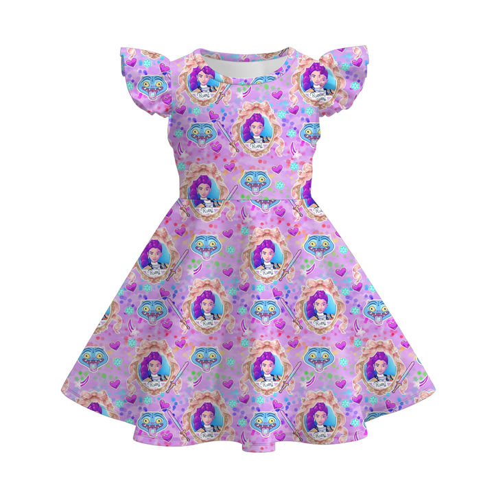 KDH K-pop inspired all-over printed short sleeve twirl dress