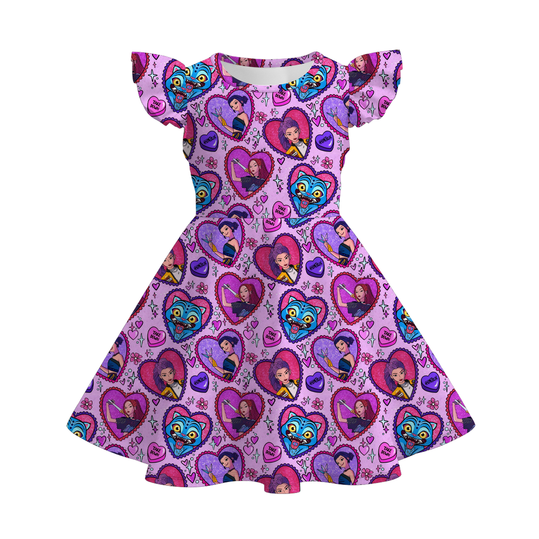 KDH K-pop inspired all-over printed short sleeve twirl dress
