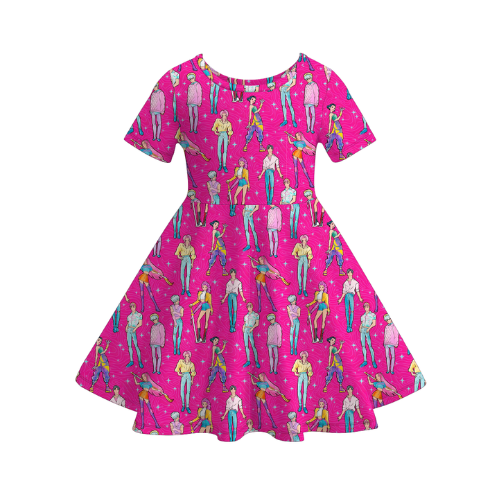 KDH K-pop inspired all-over printed short sleeve twirl dress