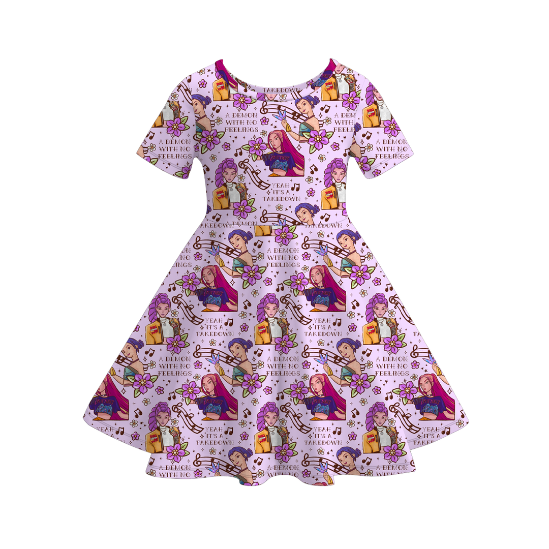 KDH K-pop inspired all-over printed short sleeve twirl dress