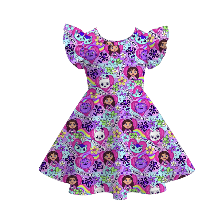 Valentine's sweet cute flutter sleeve twirly dress for girls