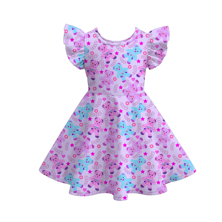 Valentine's sweet cute flutter sleeve twirly dress for girls