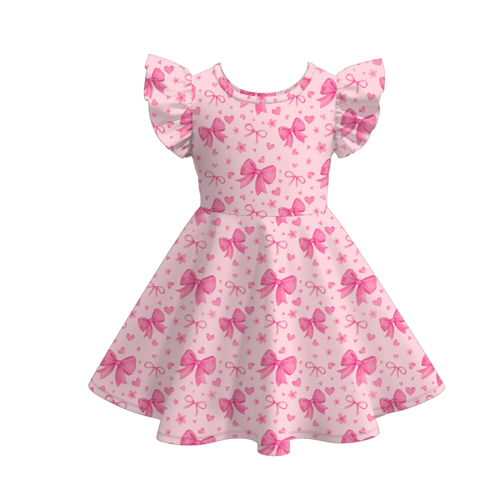 Valentine's sweet cute flutter sleeve twirly dress for girls