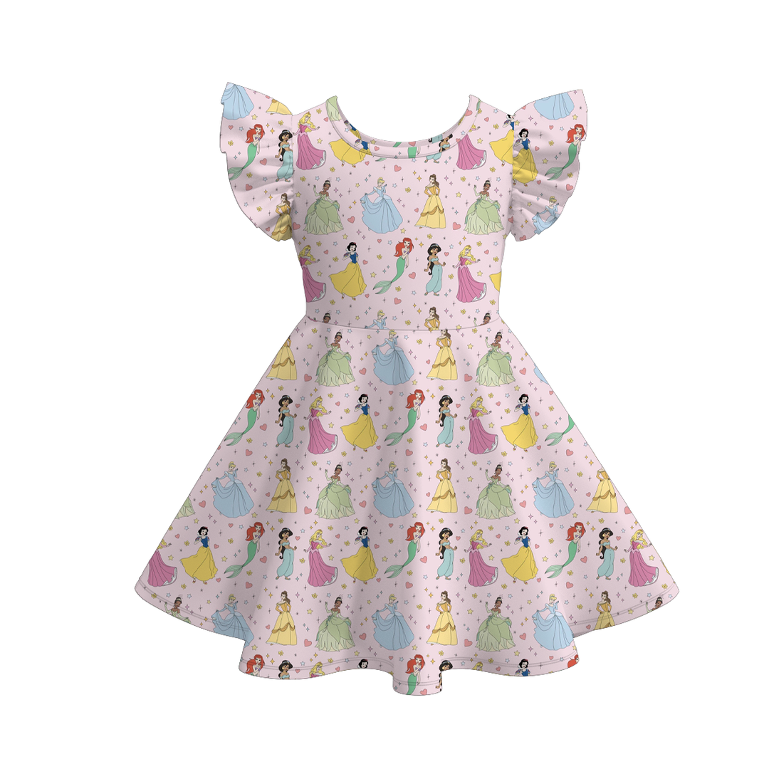 Valentine's sweet cute flutter sleeve twirly dress for girls
