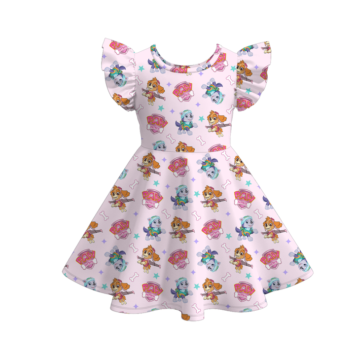 Valentine's sweet cute flutter sleeve twirly dress for girls