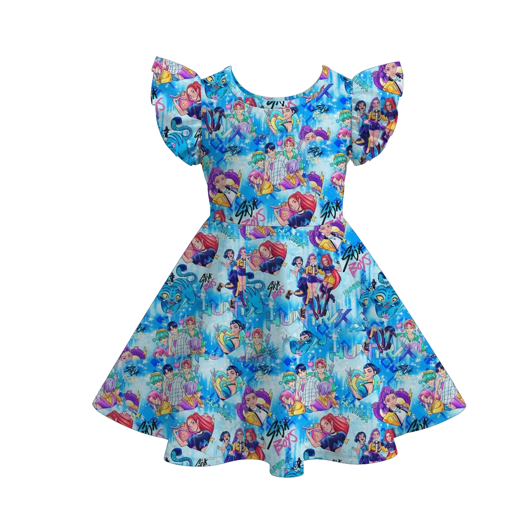 Valentine's sweet cute flutter sleeve twirly dress for girls