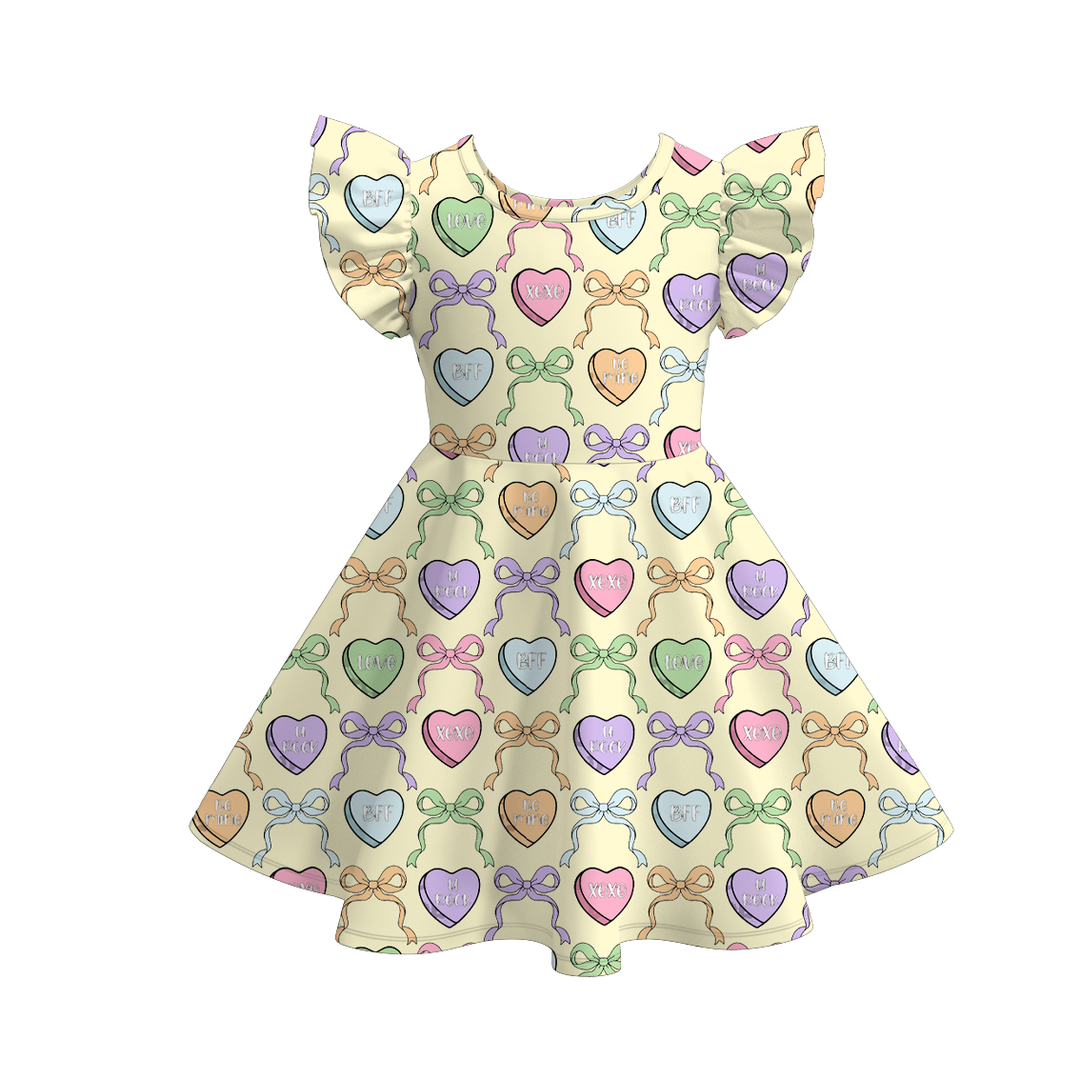 Valentine's sweet cute flutter sleeve twirly dress for girls