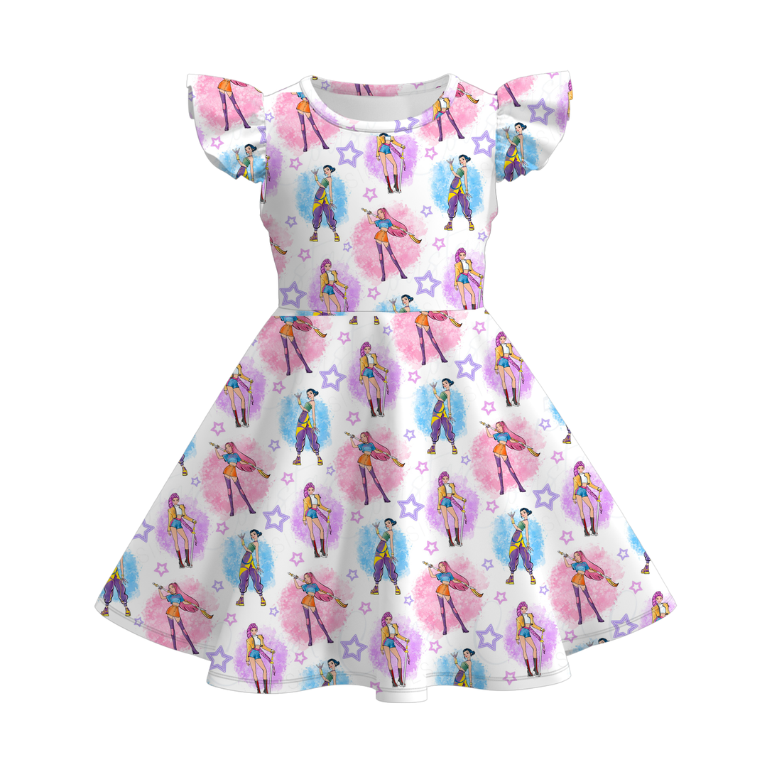 KDH K-pop inspired printed twirly dress for girls