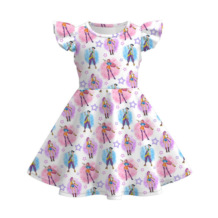 KDH K-pop inspired printed twirly dress for girls