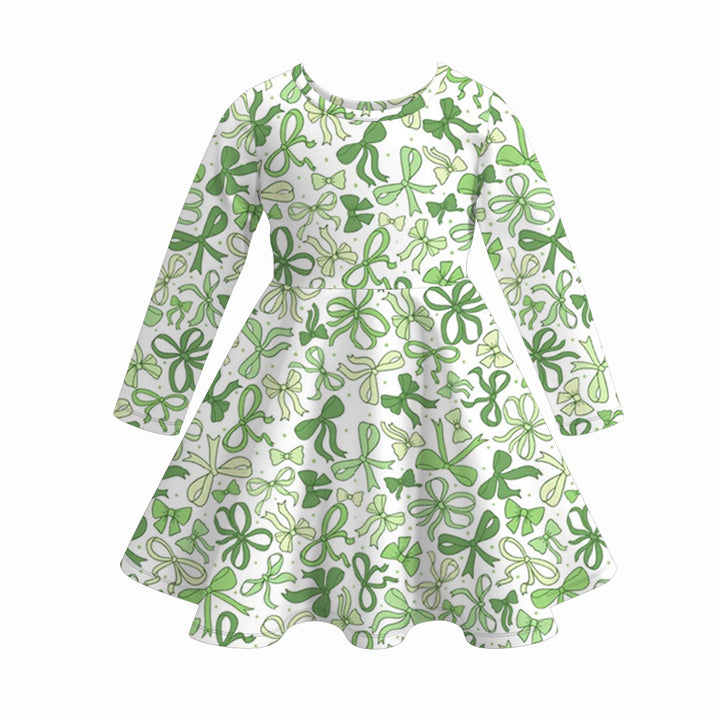 St. Patrick's Day clover all-over printed twirly dress