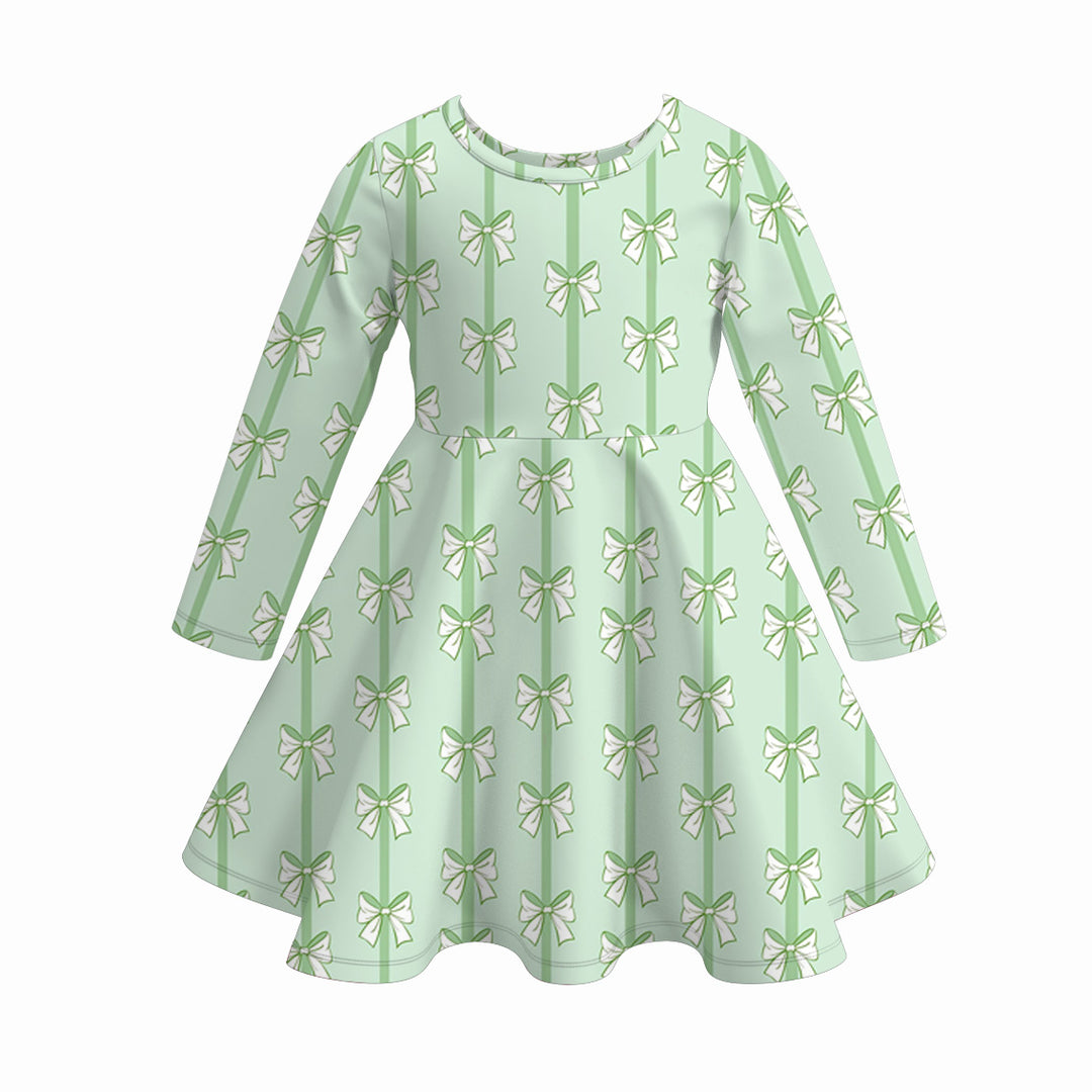 St. Patrick's Day clover all-over printed twirly dress