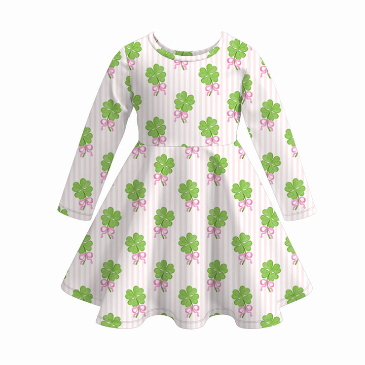 St. Patrick's Day clover all-over printed twirly dress
