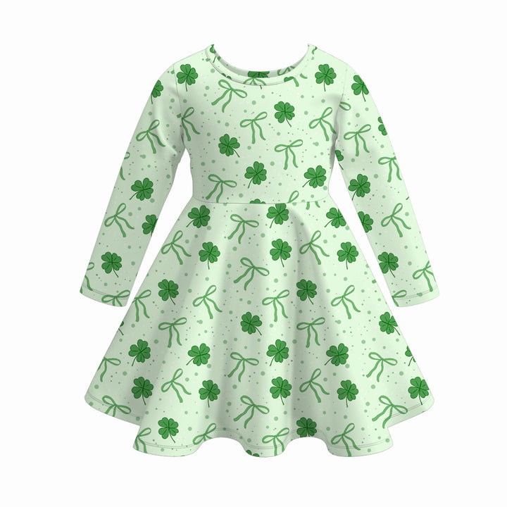 St. Patrick's Day clover all-over printed twirly dress