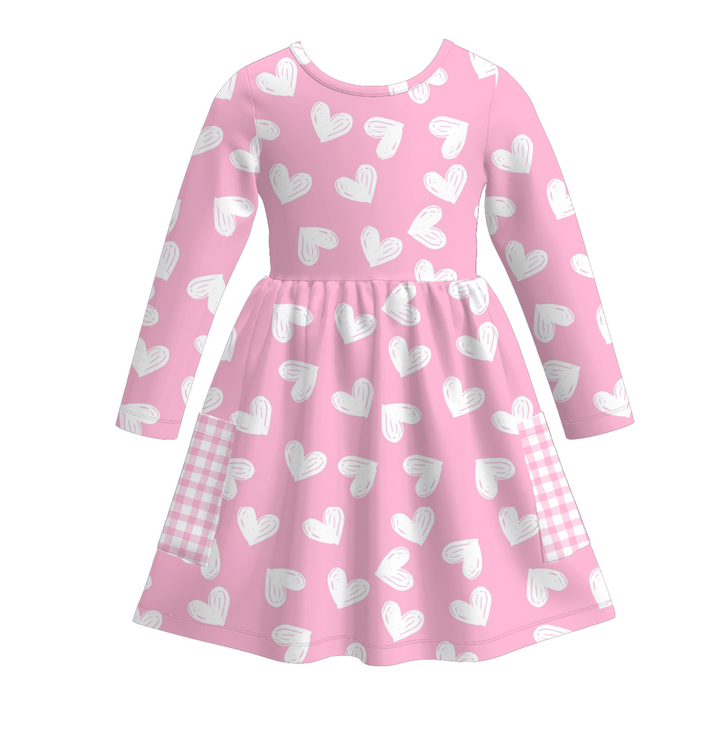 Valentine's sweet cute  pocket twirly dress for girls