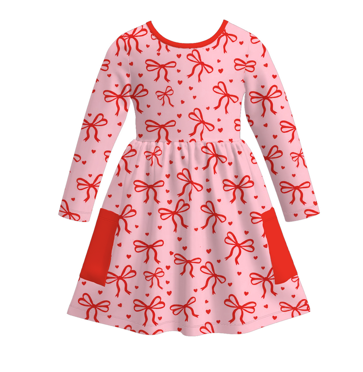 Valentine's sweet cute  pocket twirly dress for girls