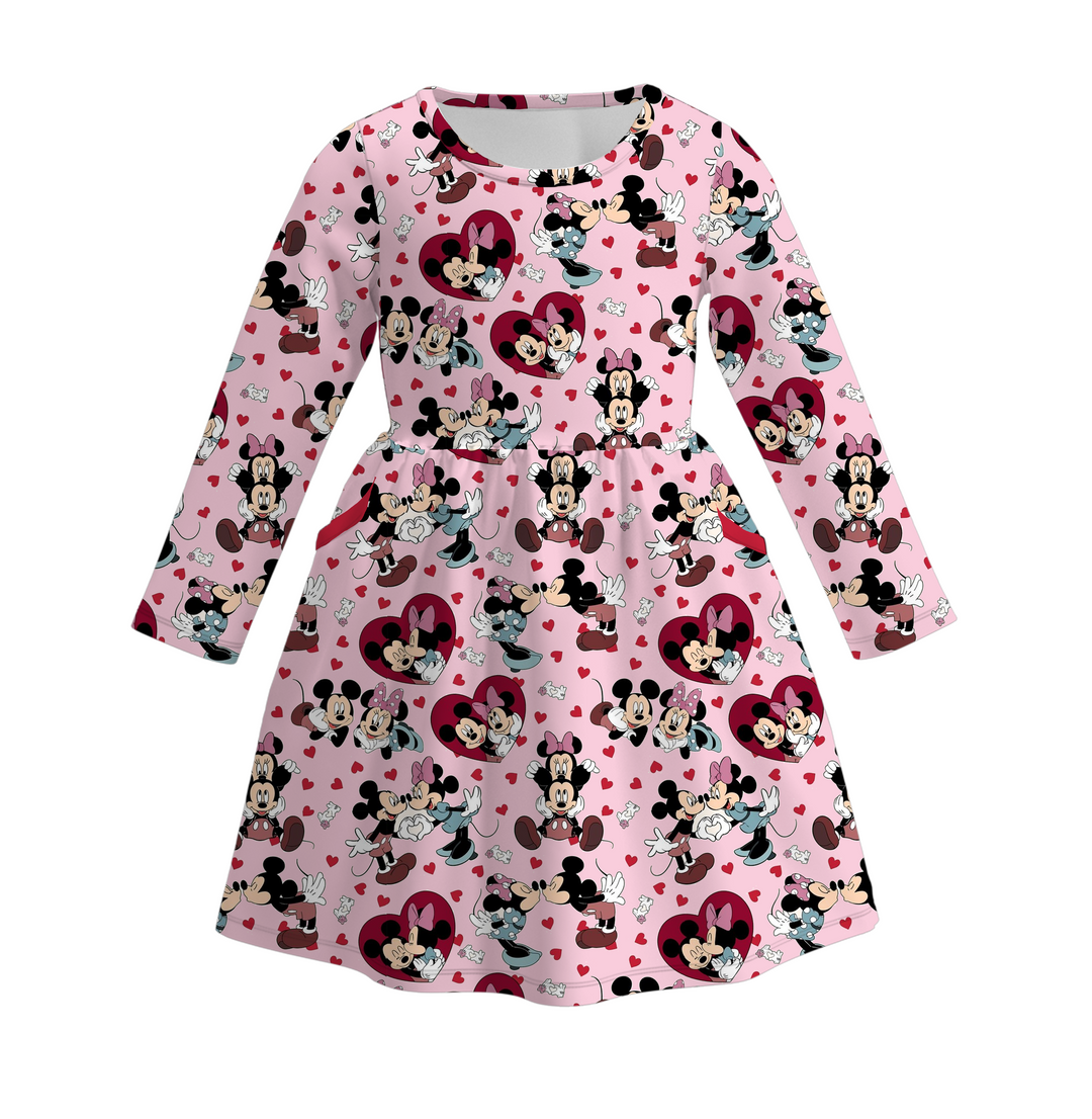 Valentine's sweet cute  pocket twirly dress for girls