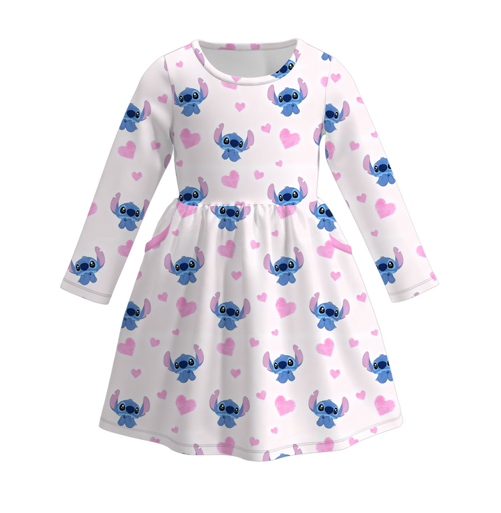 Valentine's sweet cute  pocket twirly dress for girls