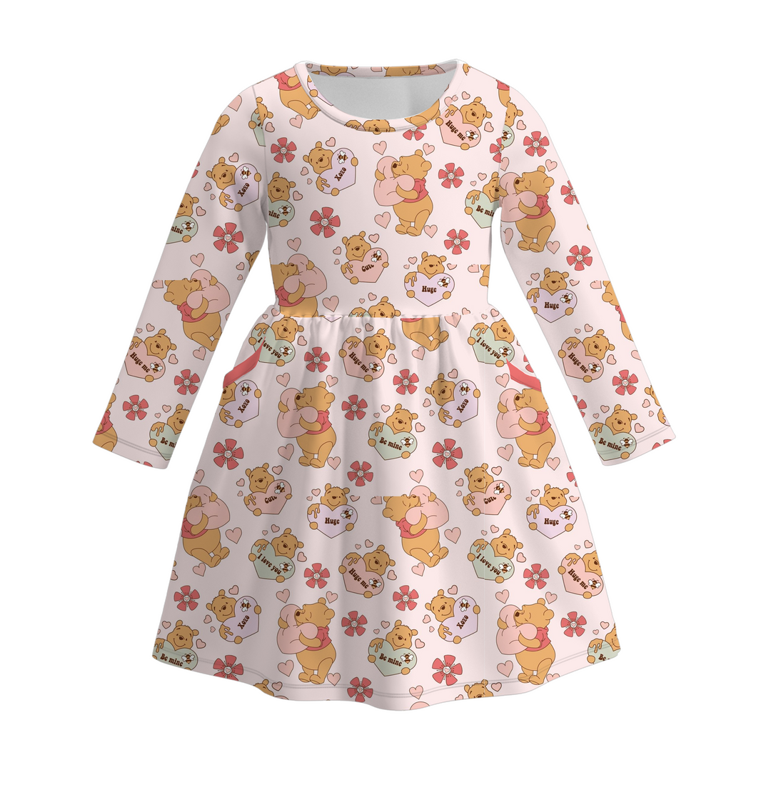 Valentine's sweet cute  pocket twirly dress for girls