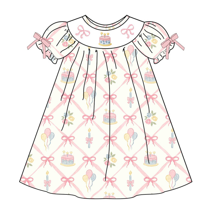 Birthday-themed embroidery bowknot princess dress