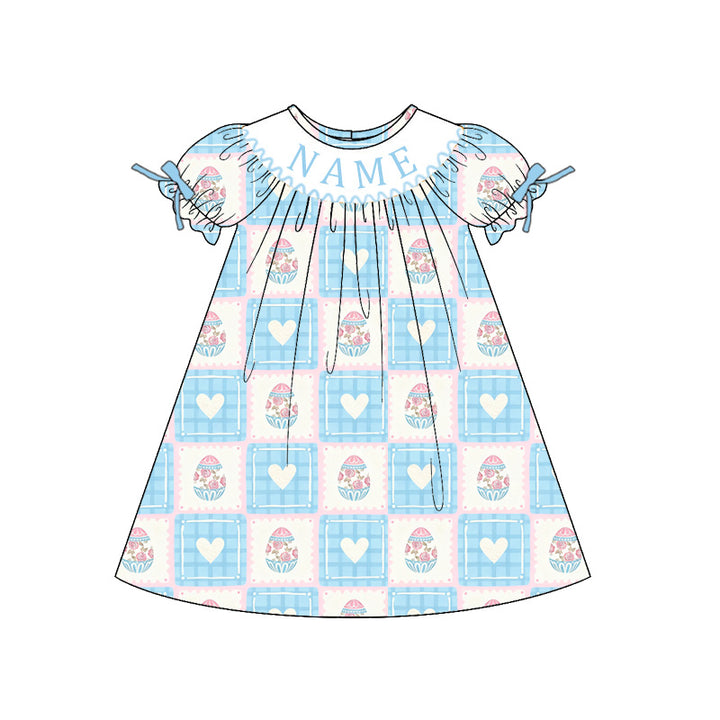 Easter cute egg pattern bow deco romper-Customizable name