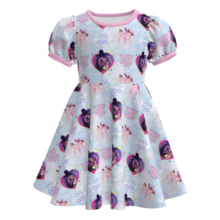 KDH K-pop inspired cute printed twirly dress for girls