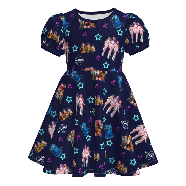 KDH K-pop inspired cute printed twirly dress for girls