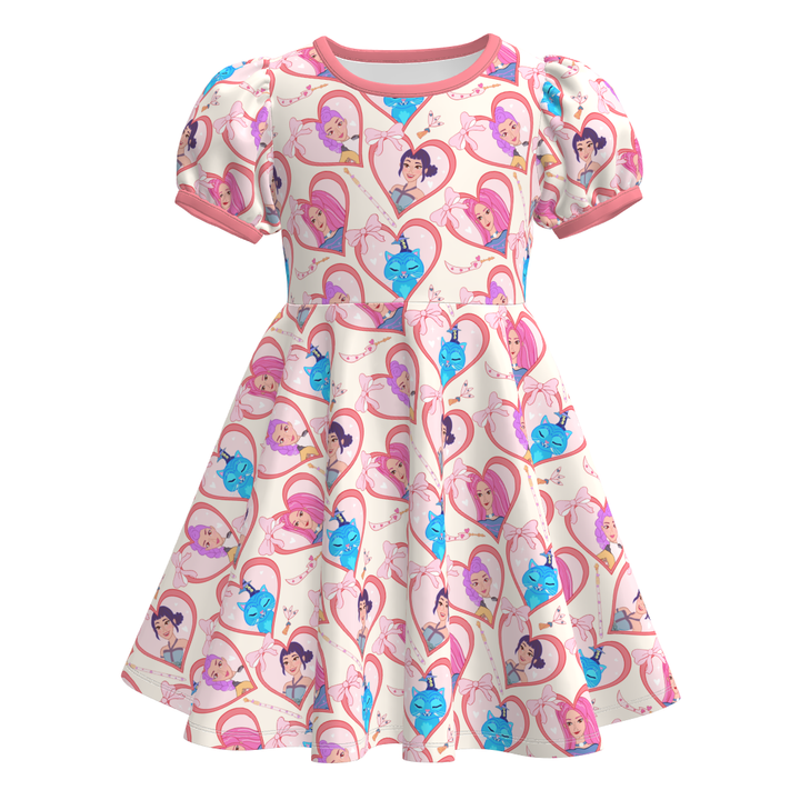 KDH K-pop inspired cute printed twirly dress for girls