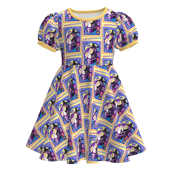 KDH K-pop inspired cute printed twirly dress for girls